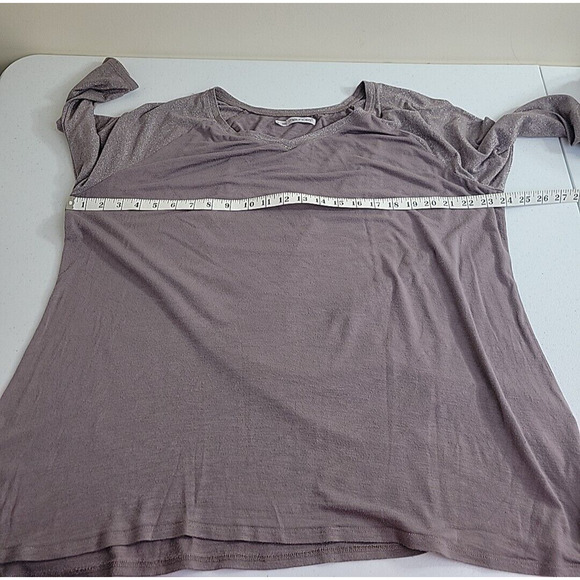 Maurices Gray V-Neck Metallic Lightweight 3/4 Sleeve Baseball Top Women's Sz 2X - Picture 4 of 10